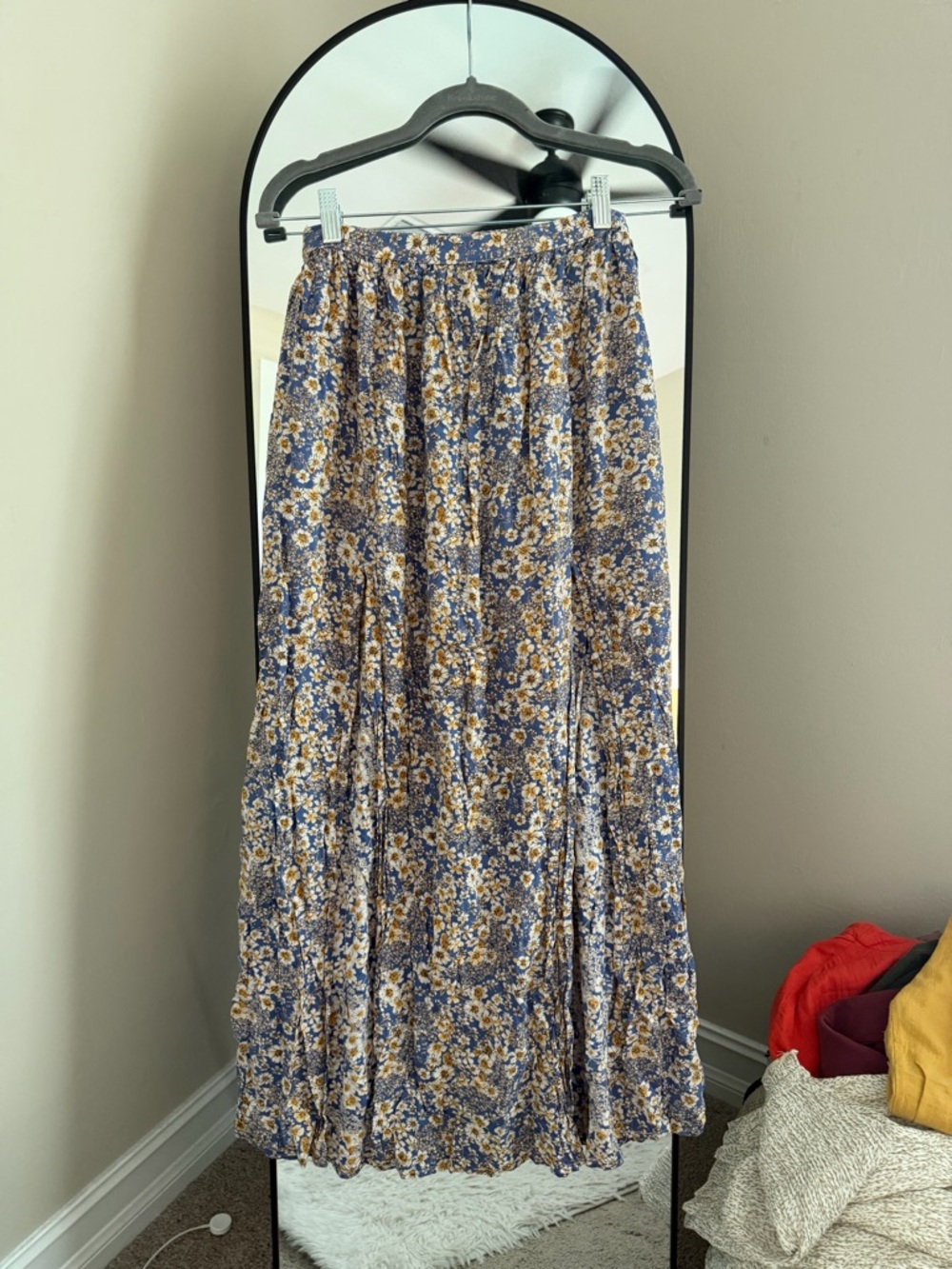Patrons of Peace Blue & Yellow Floral Maxi Skirt Size S | Slit